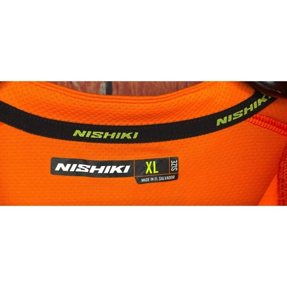 Nishiki Men's 1/4 Zip Orange White Breathable High Visibility XL Cycling Jersey - Picture 4 of 8